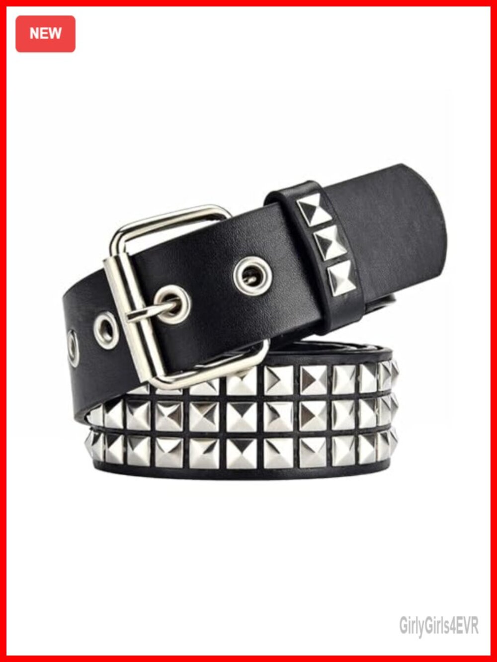 Studded Belt Punk Rock Rivet Grommet Belt with Bright Metal Pyramid for Women